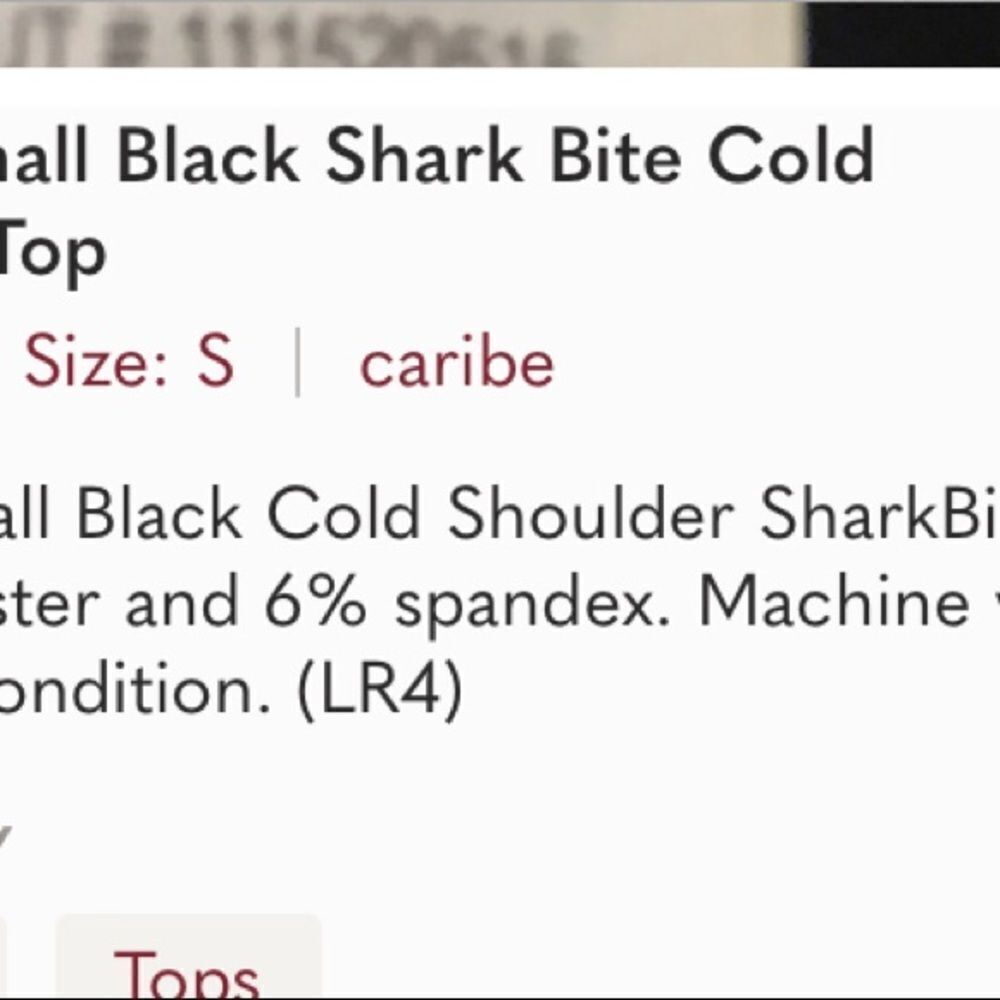 Caribe Small Black Shark Bite Cold Shoulder Top - Picture 5 of 6